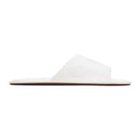 The Row White Frances Open Toe Shiny Silk Jacquard Slippers 242359F124004