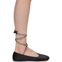 Amina Muaddi Black Ane Lace Up Ballerina Flats 242415F118002