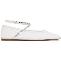 Amina Muaddi White Ane Lace Ballerina Flats 242415F118005