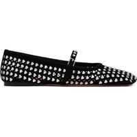 Amina Muaddi Black Ane Crystal Heart Ballerina Flats 242415F118007