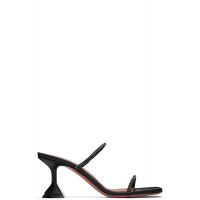 Amina Muaddi Black Gilda Slipper Heeled Sandals 242415F125070