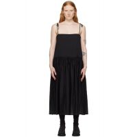 AMOMENTO Black Shirred Maxi Dress 242436F054000