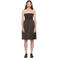 AMOMENTO Brown Shirring Flare Midi Skirt 242436F092000