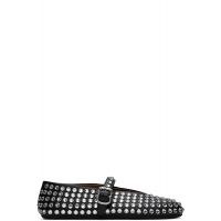 ALAIA Black Strass Lambskin Ballerina Flats 242483F118016