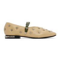 Toga Pulla Beige & Khaki Mary Jane Ballerina Flats 242492F118010