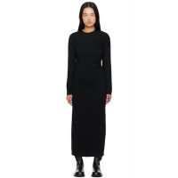 TOTEME Black Twisted Jersey Midi Dress 242771F054003