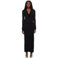 TOTEME Black Draped V-Neck Maxi Dress 242771F055022
