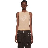 Blumarine Beige Rhinestone B Monogram Tank Top 242901F111003