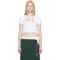 Marine Serre White Moon Logo Ribbed Jersey Cut-Out T-shirt 251020F110014