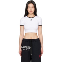 Marine Serre White Moon Logo Jersey Cropped T-shirt 251020F110047