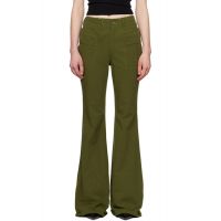 R13 Khaki Flare Leg Trousers 251021F087000