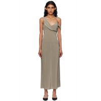 St. Agni Gray Silk Drape Midi Dress 251193F054007