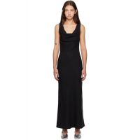 St. Agni Black Double Drape Maxi Dress 251193F055001