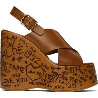 Chloe Brown Maxime Wedge Sandals 251338F122000