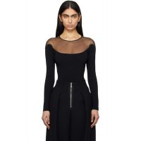 Mugler Black Illusion Knit Bodysuit 251345F107000