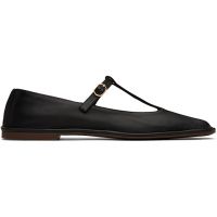 The Row Black Square T-Strap Ballerina Flats 251359F118011