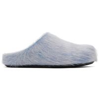 Marni Blue & White Long Hair Calfskin Fussbett Sabot Loafers 251379F121011
