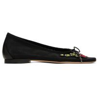 Simone Rocha Black Mesh Embellished Ballerina Flats 251405F118002