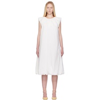 AMOMENTO White Cotton Volume Shirring Minidress 251436F054003