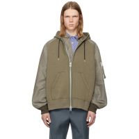 Sacai Taupe Sponge Sweat x Nylon Twill Hoodie 251445M202032