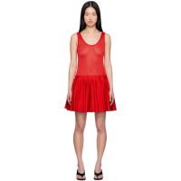 ALAIA Red Knit Godet Minidress 251483F052000