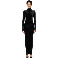 ALAIA Black Draped Maxi Dress 251483F055002