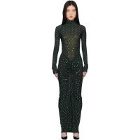 ALAIA Green Draped Maxi Dress 251483F055003