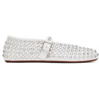 ALAIA White Strass Ballerina Flats 251483F118007