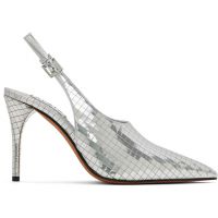 ALAIA Silver Art Deco Slingback Heels 251483F122008