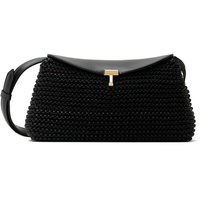TOTEME Black T-Lock Woven-Leather Clutch 251771F044009