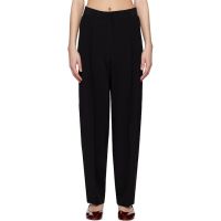 TOTEME Black Double-Pleat Straight Trousers 251771F087017