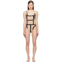 TOTEME Beige & Black Monogram Swimsuit 251771F103002
