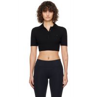 Courreges Black Cropped Knit Polo 251783F108006