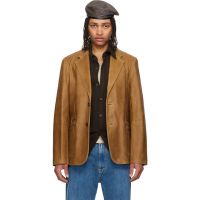 OUR LEGACY Tan Opening Leather Blazer 251803M195005