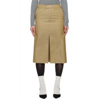 SHUSHU/TONG Tan Front-Slit Straight Midi Skirt 251901F092026