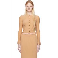 SHUSHU/TONG Beige Elastic Fitted Cardigan 251901F095026