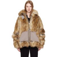 Ottolinger Tan Oversized Furry Multiline Jacket 252016F063000