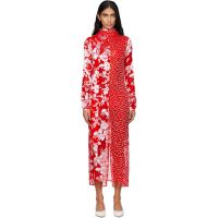 Marine Serre Red Regenerated Raso Silk Scarves Ls Maxi Dress 252020F055008