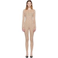 Marine Serre Tan Recycled Jersey Moon Catsuit 252020F070000