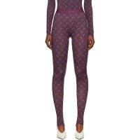 Marine Serre Brown & Purple Recycled Moon Jersey Stirrup Leggings 252020F085014