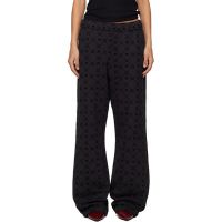 Marine Serre Black Moonogram Flocked Fleece Sweatpants 252020F086003