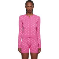 Marine Serre Pink Moon Jacquard Knit Fitted Cardigan 252020F095006