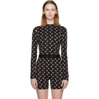 Marine Serre Black Recycled Moon Jersey Second Skin Highneck Top 252020F099002