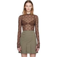 Marine Serre SSENSE Exclusive Brown Moonogram Flock LS Highneck Top 252020F099006