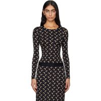 Marine Serre Black Recycled Moon Jersey Second Skin T-shirt 252020F110002