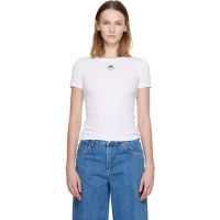 Marine Serre White Moon Logo Ribbed Jersey Baby Fit T-shirt 252020F110012