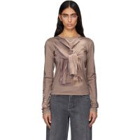 Marine Serre Beige Trompe-LOeil Knit Jersey LS T-shirt 252020F110026