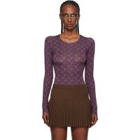Marine Serre Brown & Purple Moon Printed Jersey LS T-shirt 252020F110039