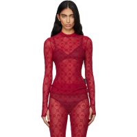 Marine Serre Red Moonogram Mesh Flock T-shirt 252020F110046