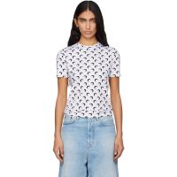 Marine Serre White Recycled Moon Jersey Second Skin Short Sleeves T-shirt 252020F110059